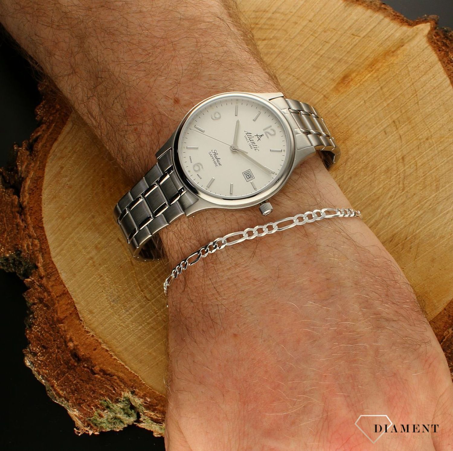 Bransoleta srebrna 925 figaro 3 mm rodowana DIA-BRA-2091R-80-925 3mm. Bransoletka wykonana jest z najwyższej próby srebra 925 o splocie figaro. Bransoletka srebrna o wadze 3,70 gram, długości 21 cm oraz szerokości 3 mm.  (3).jpg